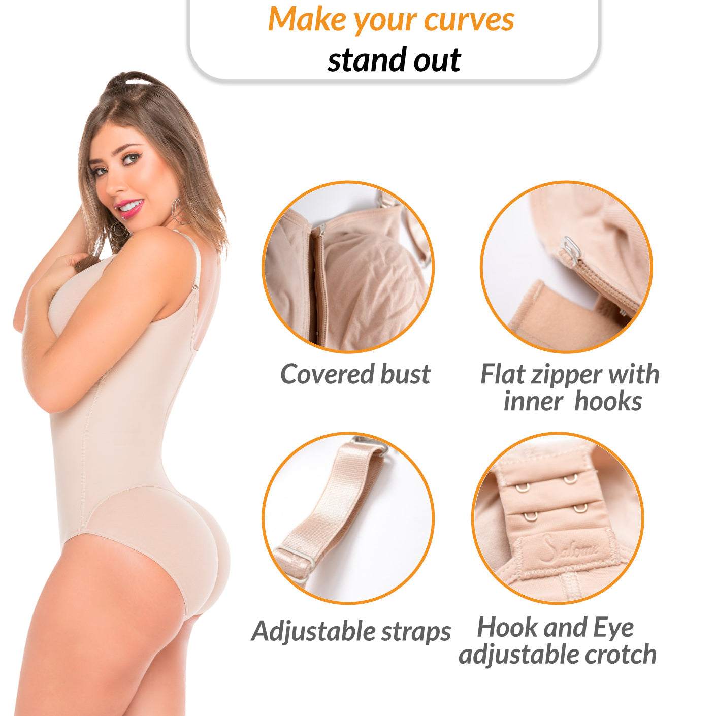 Fajas Salome 0420 - Women's Hiphugger Body Shaper with Bra