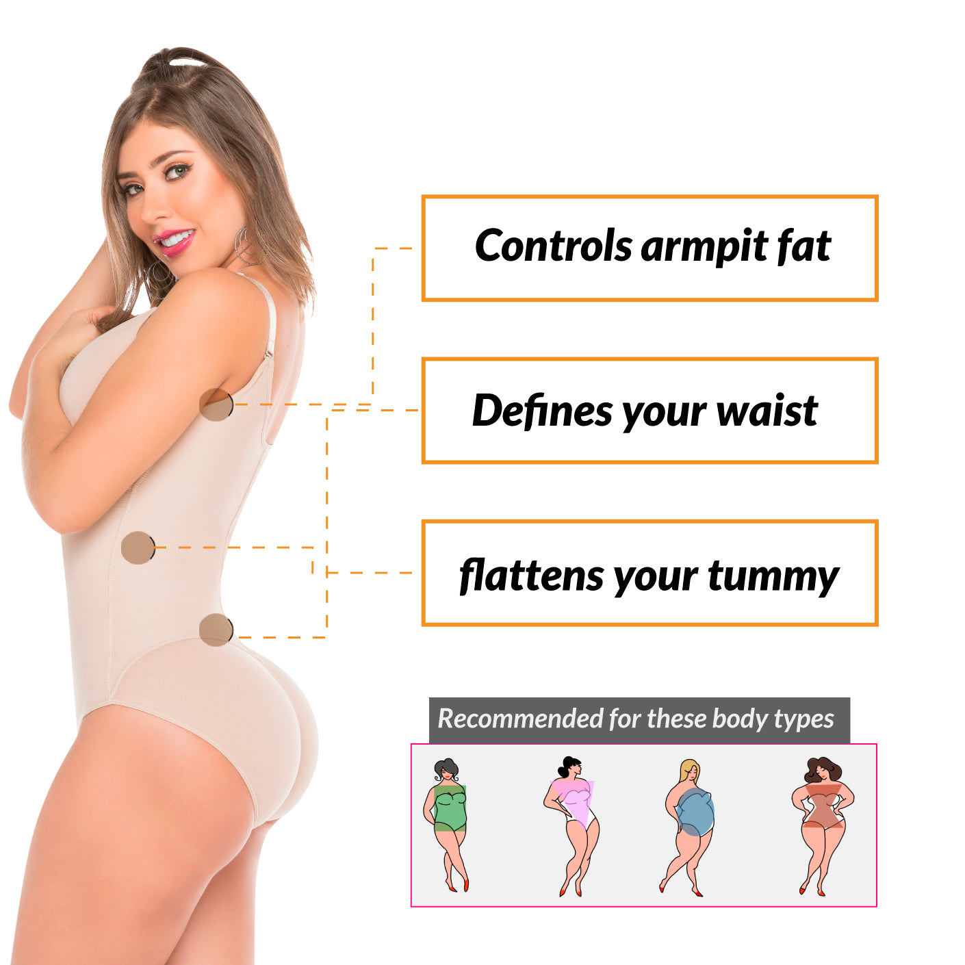 Fajas Salome 0420 - Women's Hiphugger Body Shaper with Bra