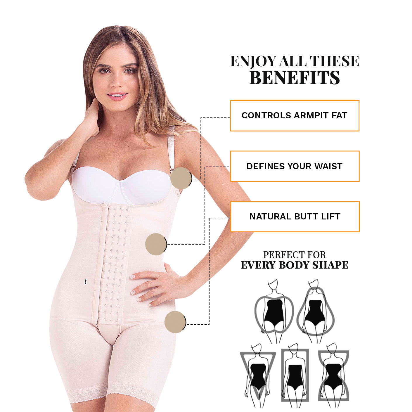 Fajas MariaE 9182 - Postpartum Women's Shapewear with Shoulder Pads