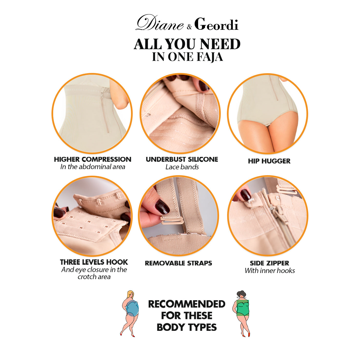 Diane & Geordi 2405F - Strapless Butt Lifting Shapewear Bodysuit - Postpartum Girdle