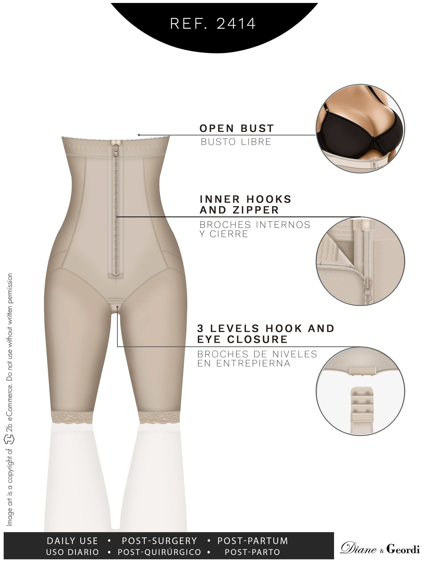 Diane & Geordi 2414 - Postpartum Butt Lifting Tummy Control Capri Shapewear
