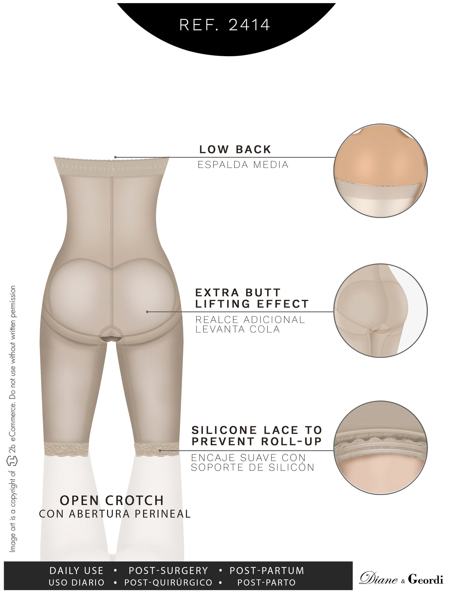 Diane & Geordi 2414 - Postpartum Butt Lifting Tummy Control Capri Shapewear