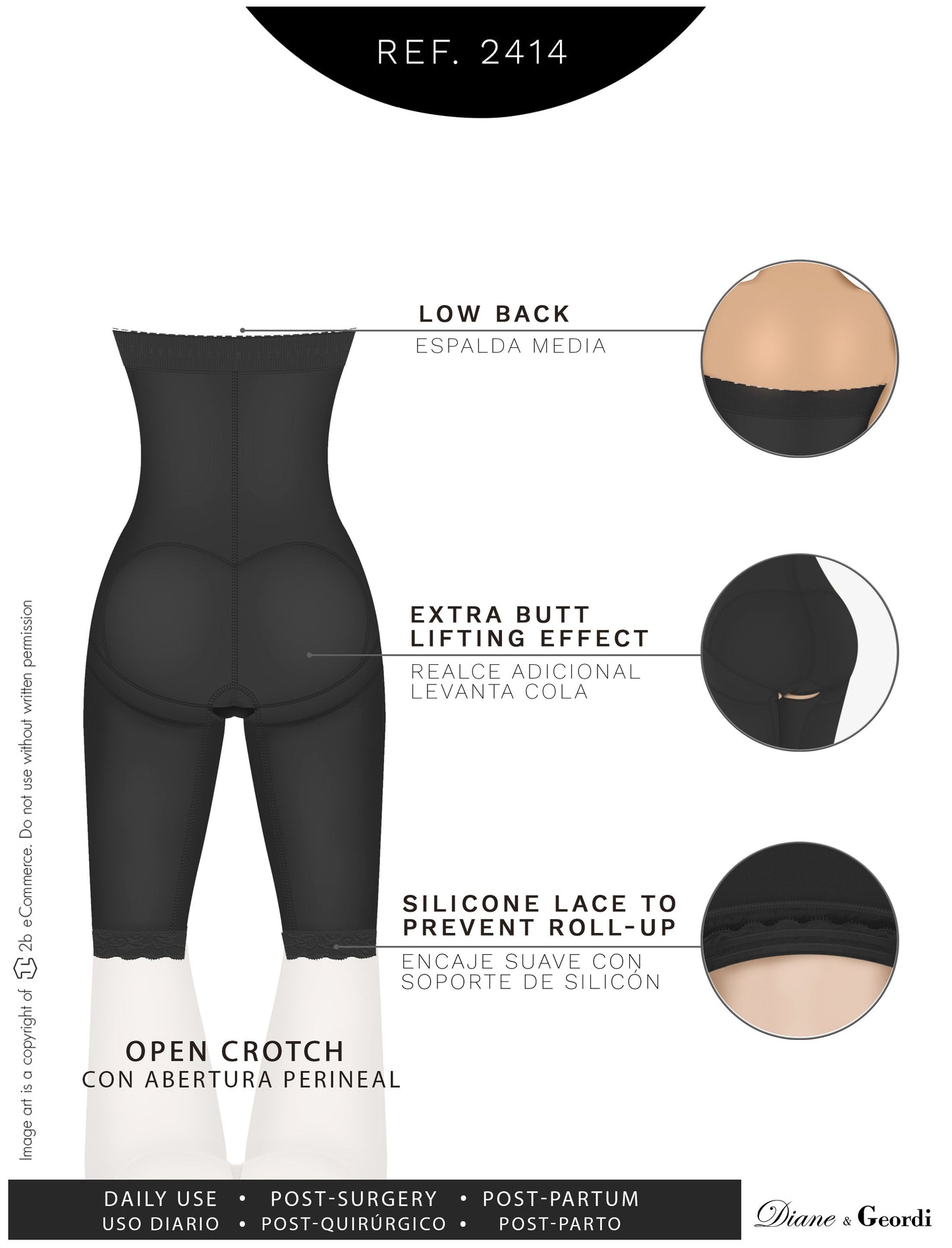 Diane & Geordi 2414 - Postpartum Butt Lifting Tummy Control Capri Shapewear