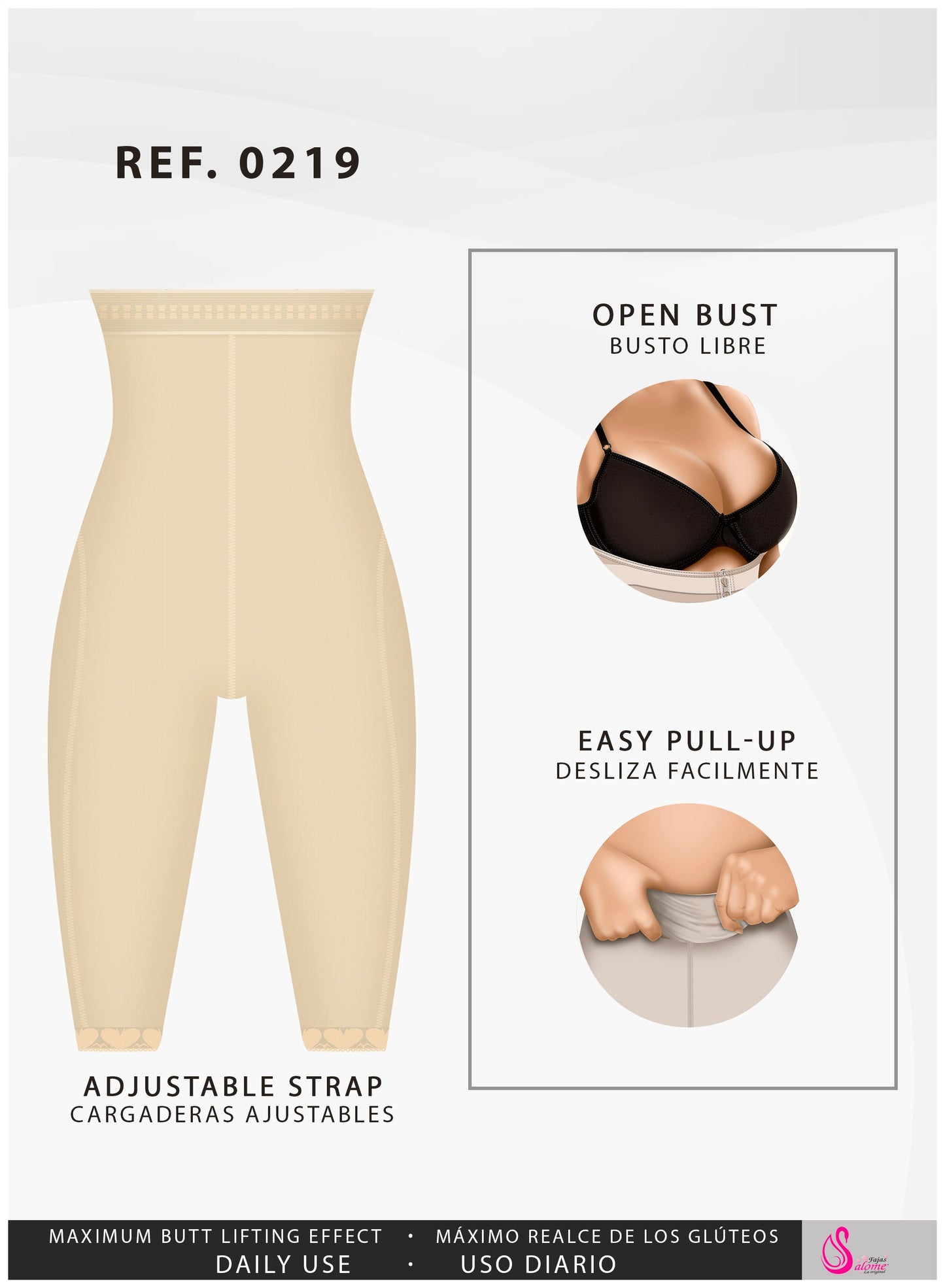 Fajas Salome 0219 - Women's High Waist Compression Shorts