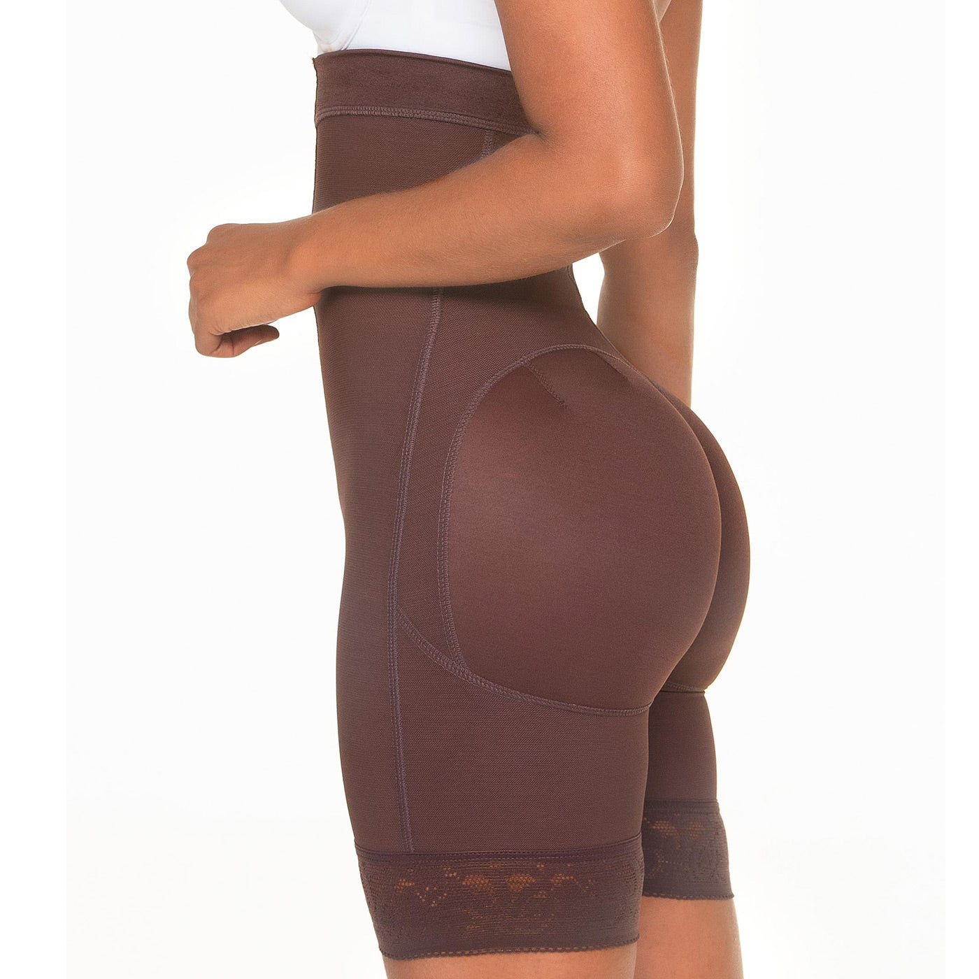 MariaE Fajas FC304 - Fajas Colombianas Mid-Thigh Strapless Butt Lifting Shapewear Bodysuit