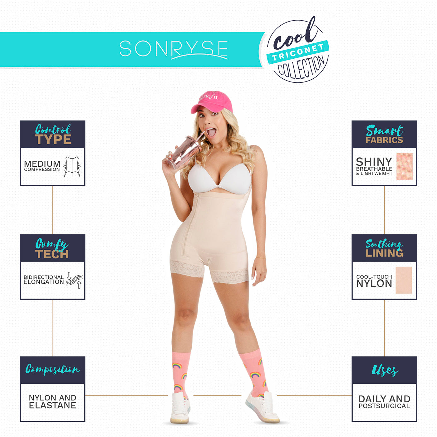 Fajas SONRYSE TR66BF - Women's Open Bust Tummy Control Colombian Shapewear