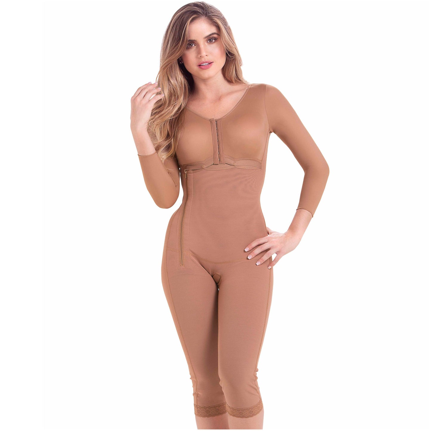 MariaE Fajas 9292 - Women's Tummy Control Postoperative Full Shapewear with Sleeves