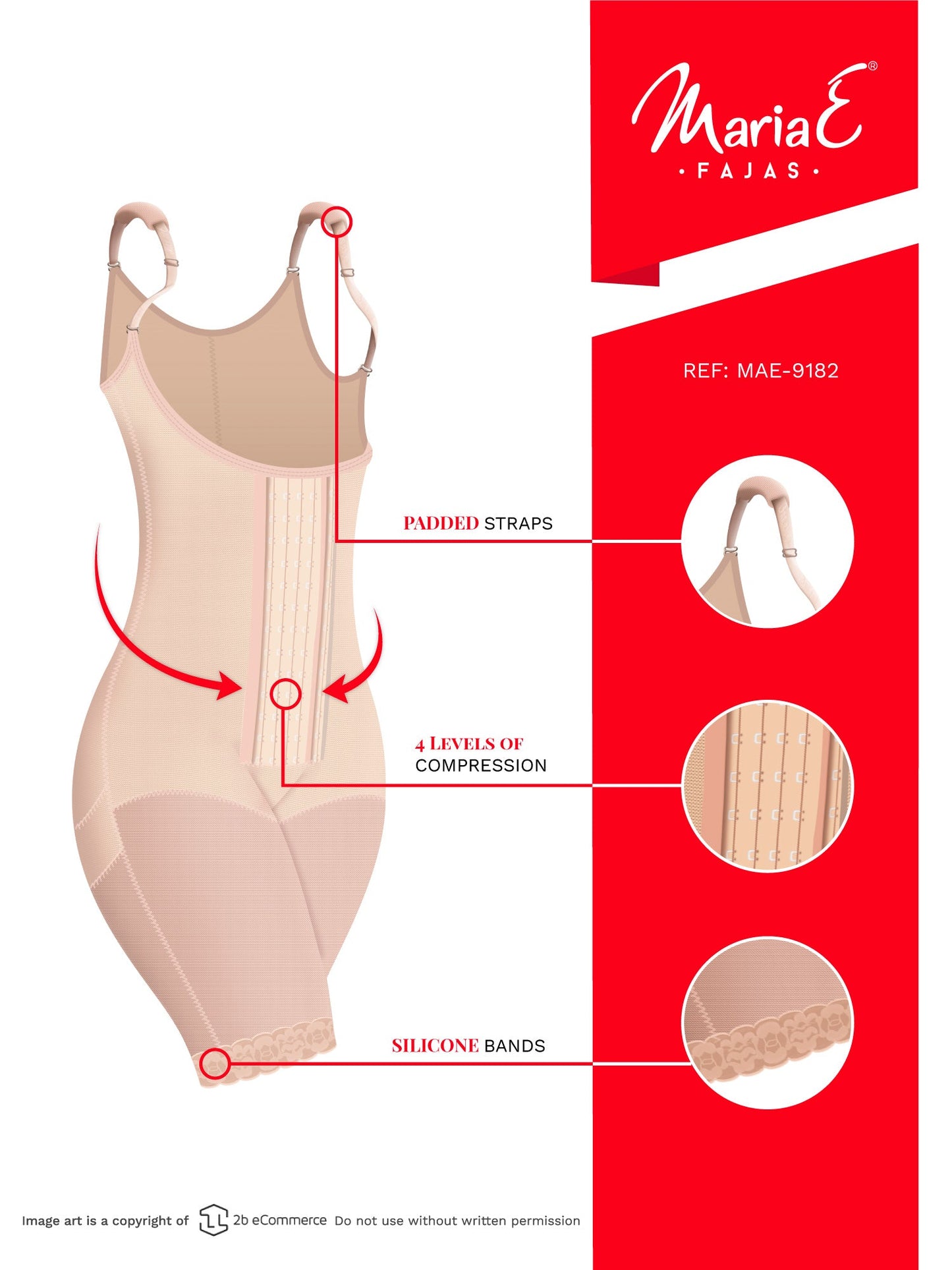 Fajas MariaE 9182 - Postpartum Women's Shapewear with Shoulder Pads