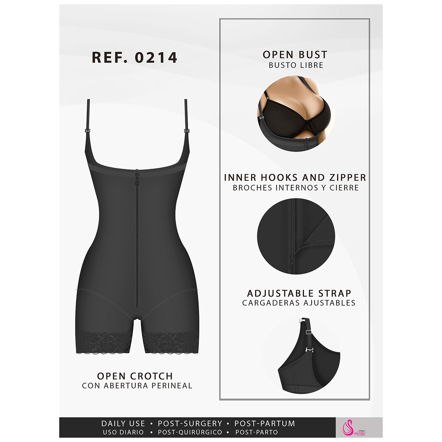 Fajas Salome 0214 - Women's Mid Thigh Strapless Body Shaper for Dresses