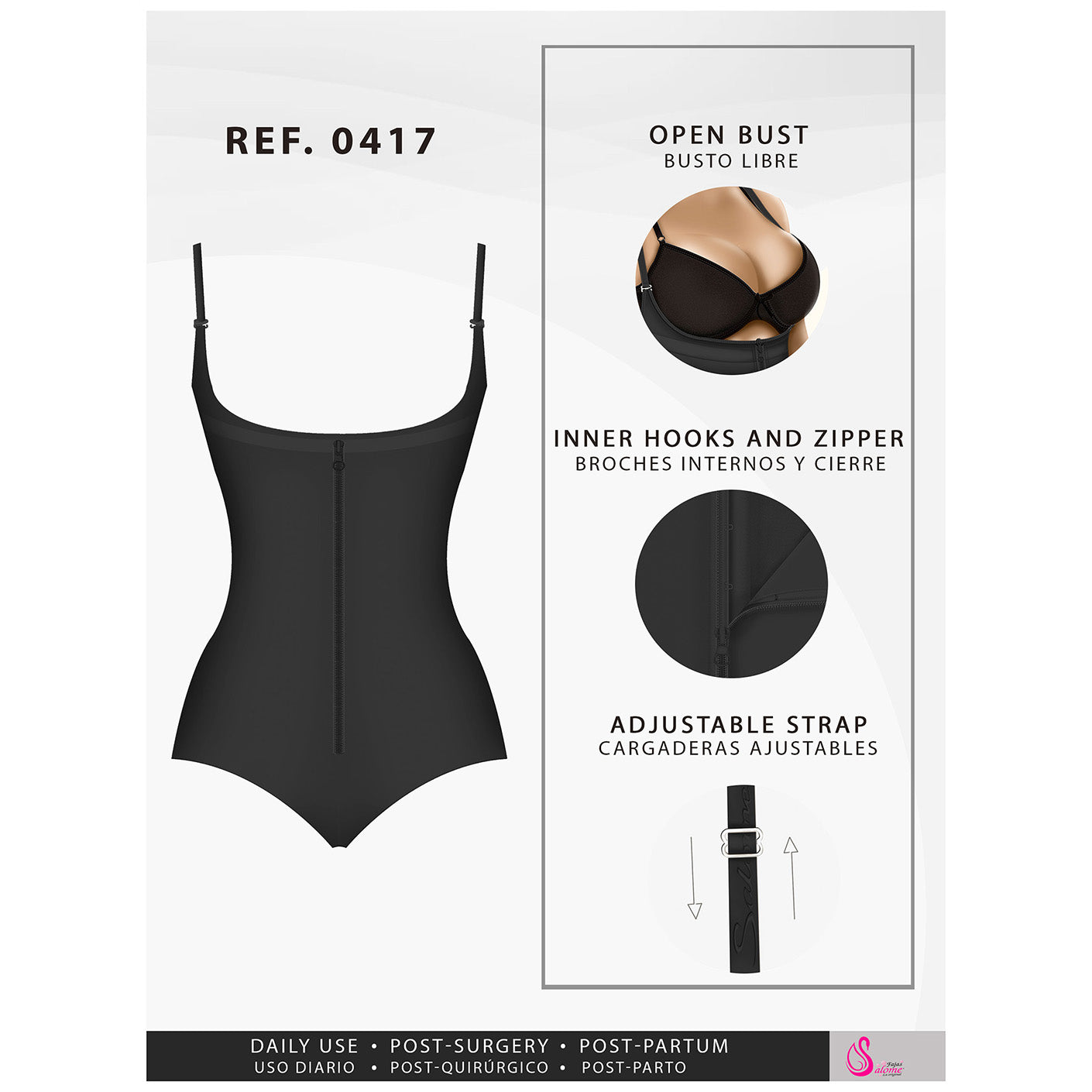 Fajas Salome 0417 - Women's Open Bust Tummy Control Butt Lifter Shapewear