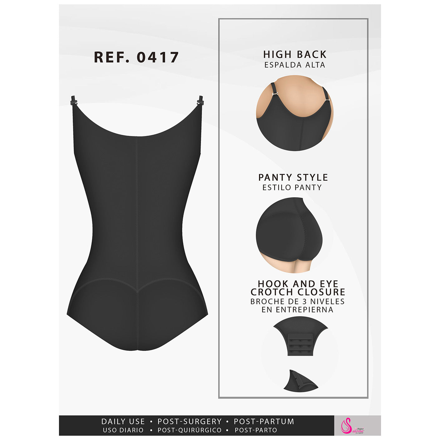 Fajas Salome 0417 - Women's Open Bust Tummy Control Butt Lifter Shapewear