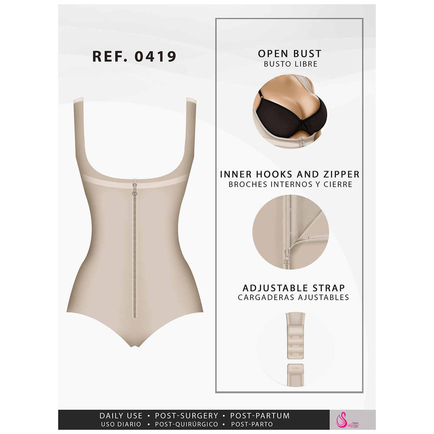 Fajas Salome 0419 - Women's Butt Lifter Hiphugger Mid Thigh Body Shaper