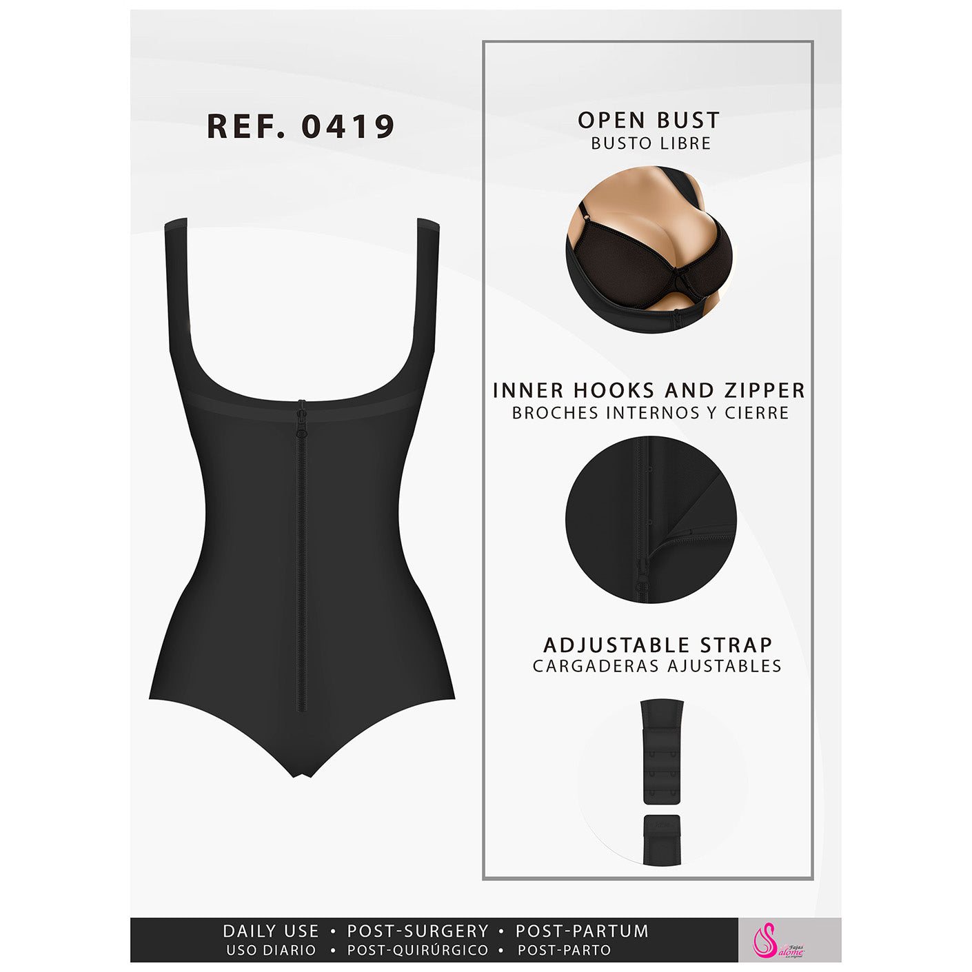 Fajas Salome 0419 - Women's Butt Lifter Hiphugger Mid Thigh Body Shaper