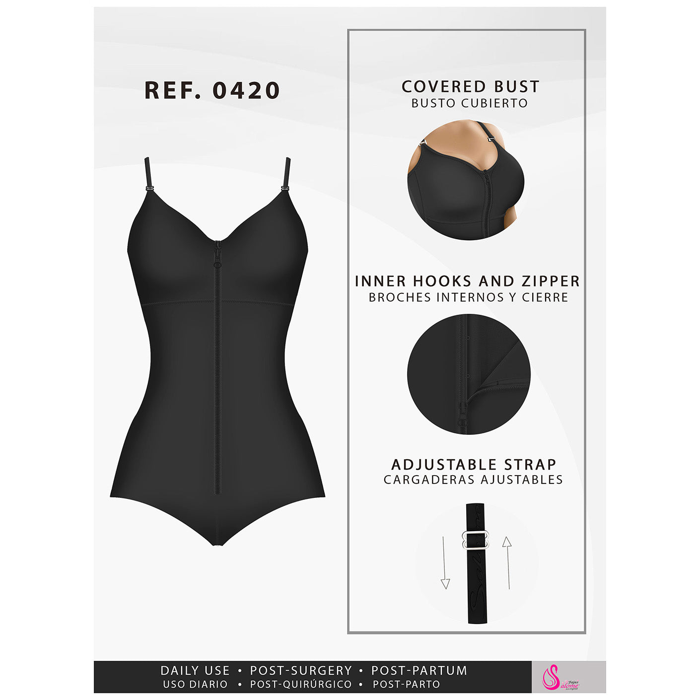 Fajas Salome 0420 - Women's Hiphugger Body Shaper with Bra