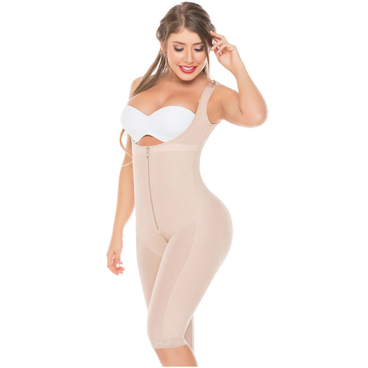 Fajas Salome 0518 - Women's Stage 1 Post Surgery Bodysuit | Knee Length Full Body Shaper