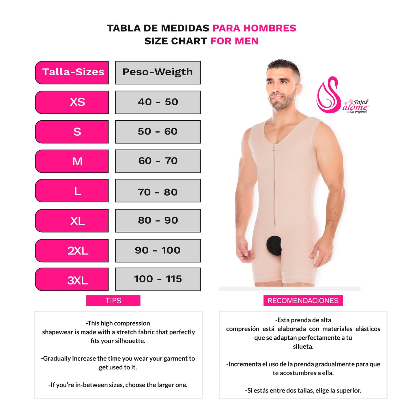 Fajas Salome 0124 - Men's Full Body Shaper for Men | Daily use Compression Shapewear