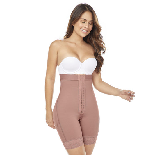 MariaE Fajas FC304 - Fajas Colombianas Mid-Thigh Strapless Butt Lifting Shapewear Bodysuit