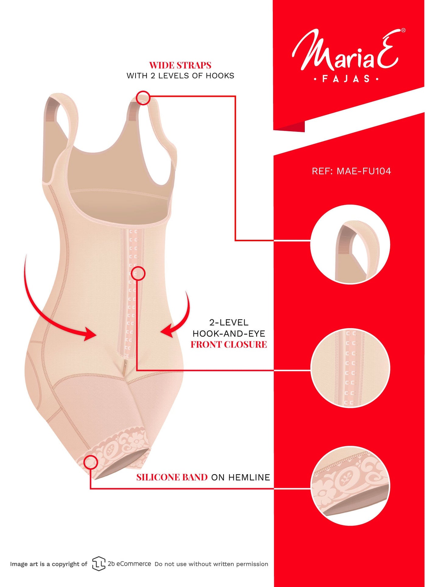 Fajas MariaE FU104 - Women's Postsurgical Body Shaper for Daily Use