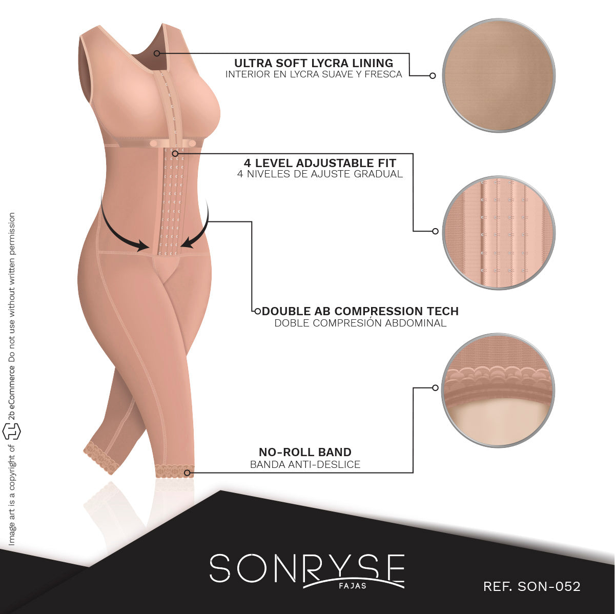 SONRYSE 052 - Colombian Full Body Shaper for Post Surgery with Built-in Bra