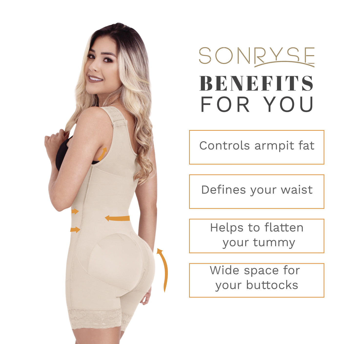 SONRYSE 211BF - Women's Butt Lifting Colombian Bodysuit Shapewear