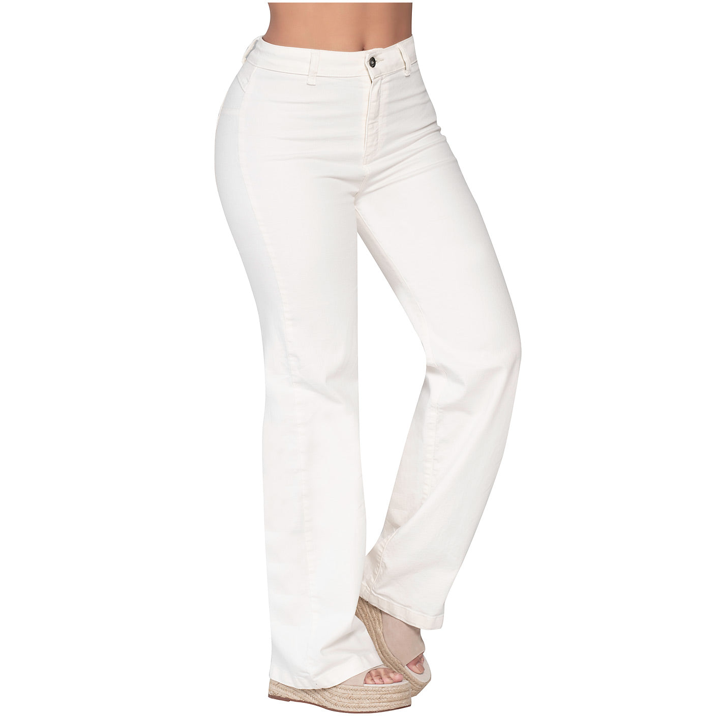 Lowla 242363 - Straight Leg High Waisted White jeans for Women