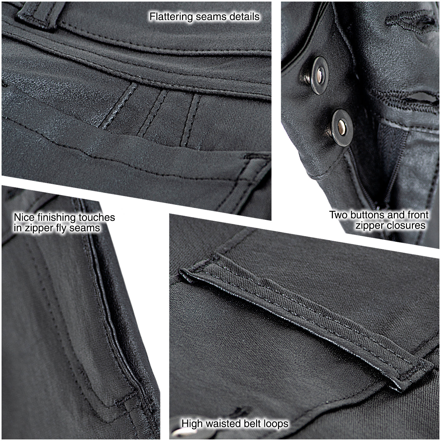 LOWLA 0719 - Mid Rise Faux Leather Jeans