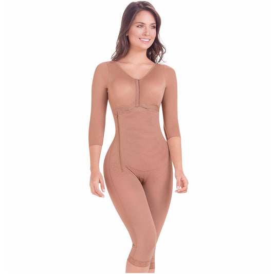 MariaE Fajas 9292 - Women's Tummy Control Postoperative Full Shapewear with Sleeves