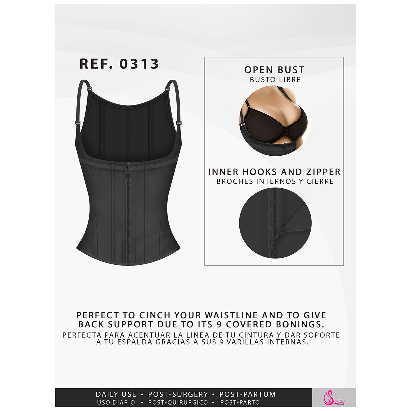 Fajas Salome 0313 - Women's Waist Trainer Vest Tummy Control Compression Garment