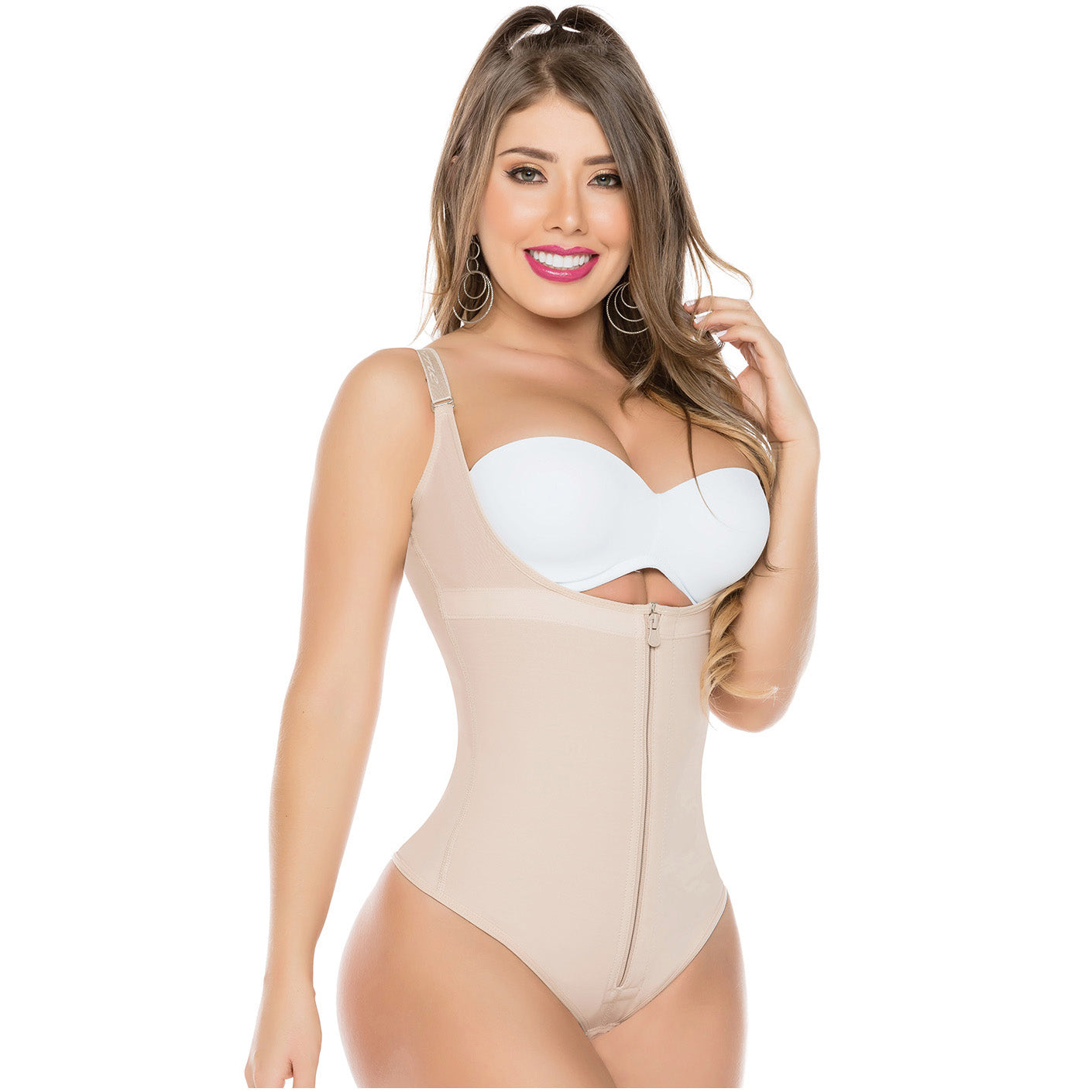 Fajas Salome 0351 - Women's Open Bust Thong Tummy Control Shapewear