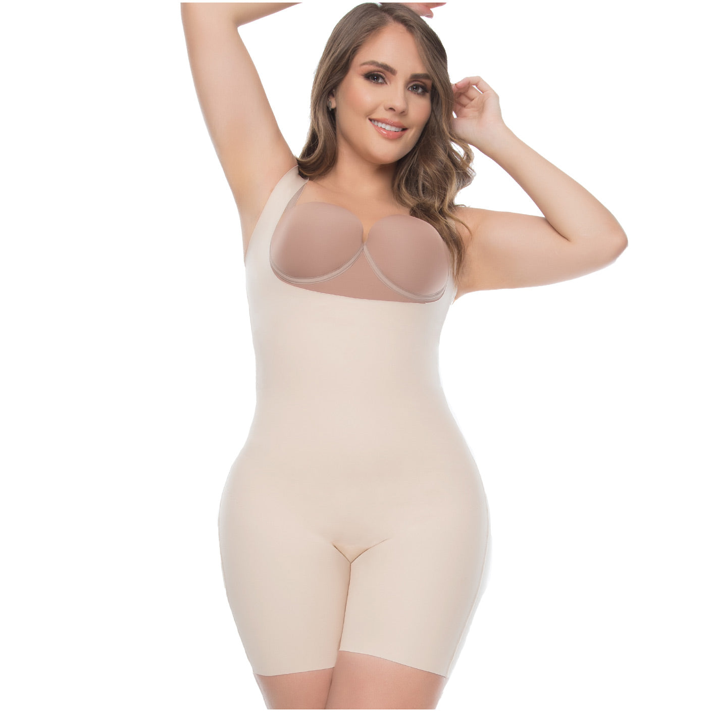 UpLady 6176 - Women's Seamless Open Bust Mid Thigh Shapewear Bodysuit